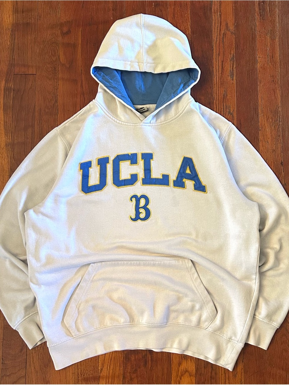 Vintage Y2K UCLA Collegiate Embroidered White Blue Hoodie Sweatshirt L